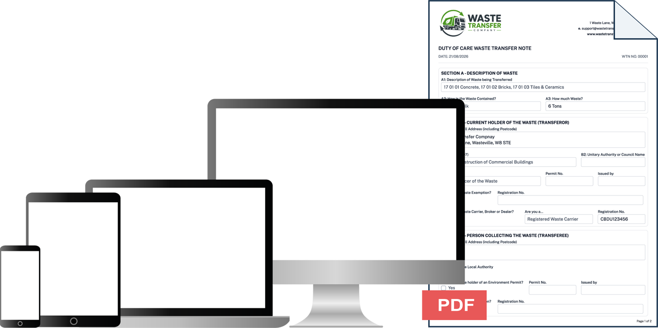 Formsy® digital service report shown on a phone, tablet and laptop