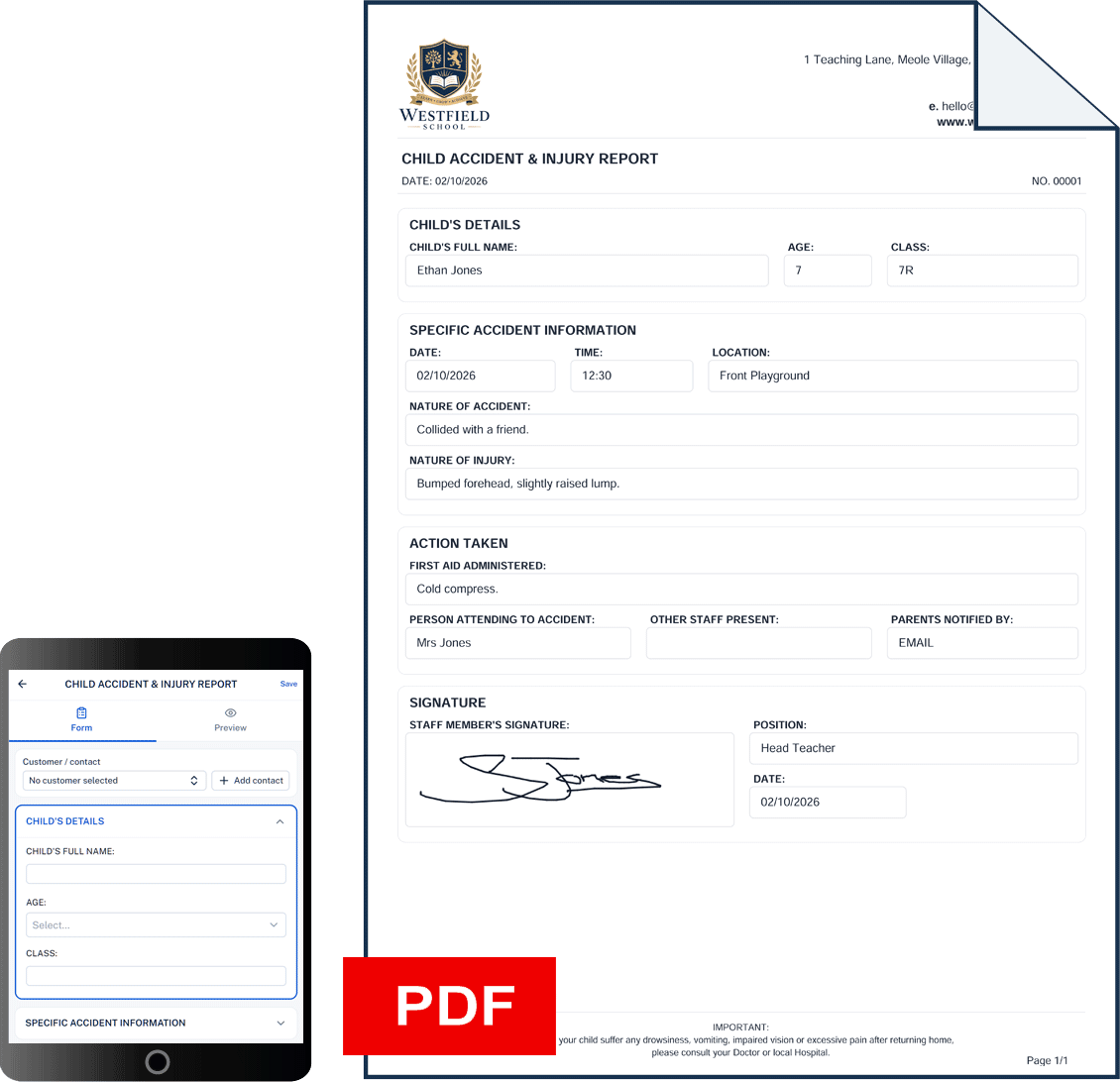 Example accident report layout